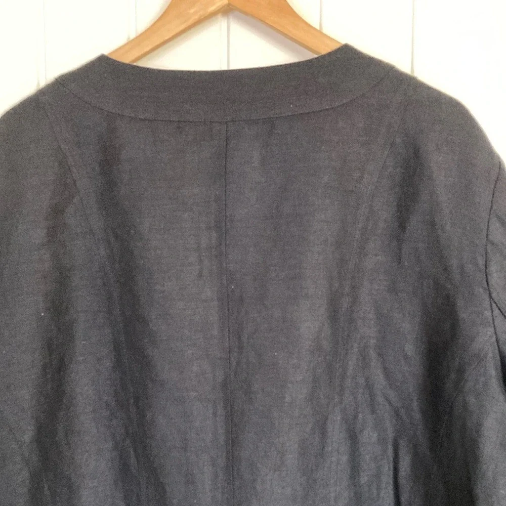 Covington Womens Linen Blend Button Front Blazer Size 26W‎ Black Classic Career